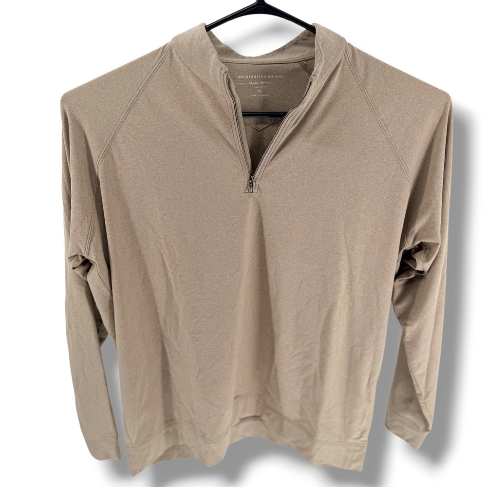 Holderness Bourne The Westland Quarter Zip Mens XL Tan Golf Performance Fescue
